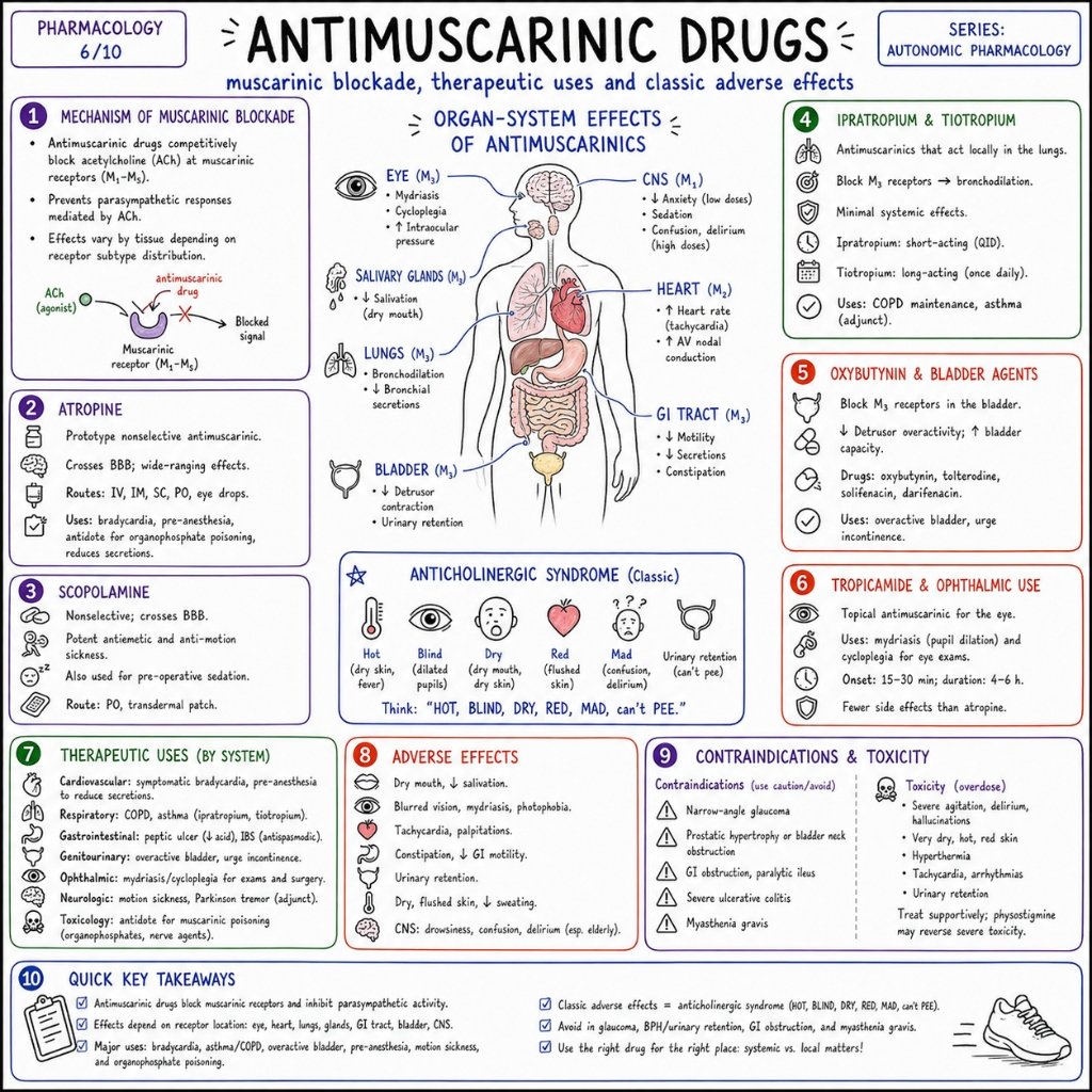 Antimuscarinic Drugs: Muscarinic Blockade & Therapeutic Uses